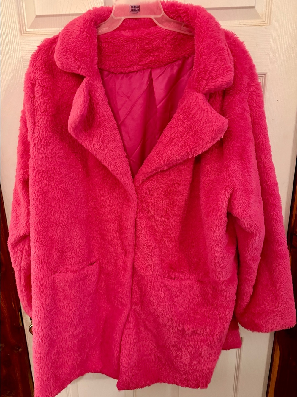 Vibrant Hot Pink Plush Faux Fur Teddy Coat Tagged Sz 5XL